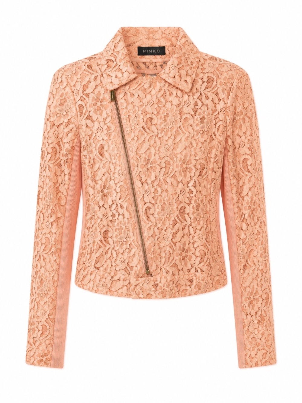 Pinko Lace Moto Jacket Coral Size 4